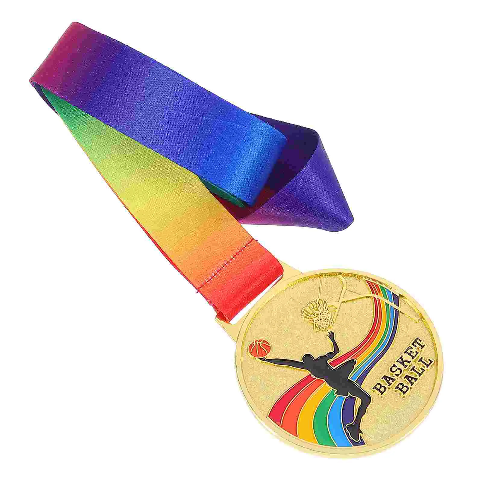 

2 Pcs Trophy Basketball Medal Gold Medals With Ribbon Toy Sports Meet Commemorate Zinc Alloy Competition Golden Child