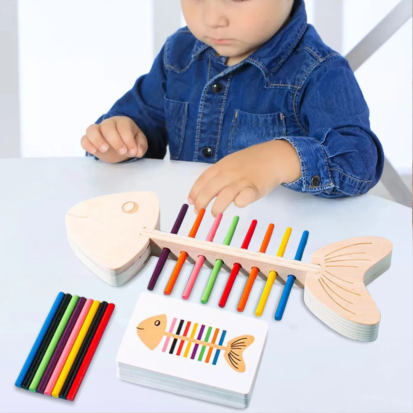 Kinder Montessori Pädagogisches Spielzeug Fisch Knochen Paarung Flexible Hand Auge Koordination Gedanken Training Kindergarten Bildung Spielzeug