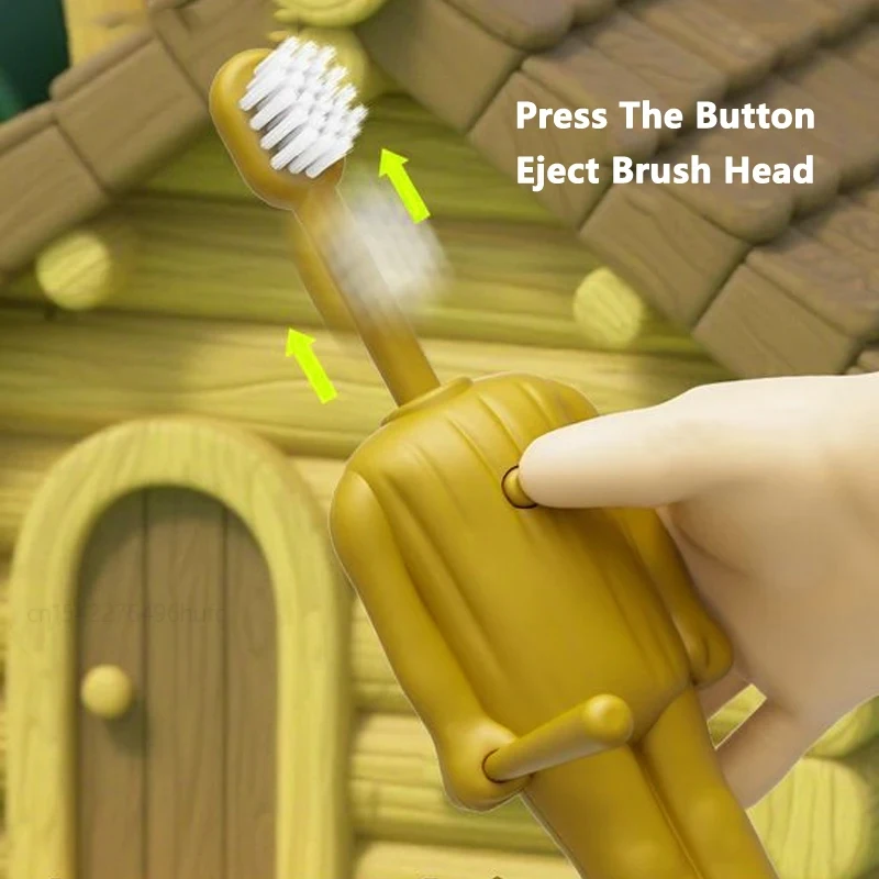 Lustige italienische Brainrot Tung Kinderzahnbürste, Anime-Zahnbürste mit weichen Borsten, Reise-Cartoon, niedliches Modell, dekorative Ornamente