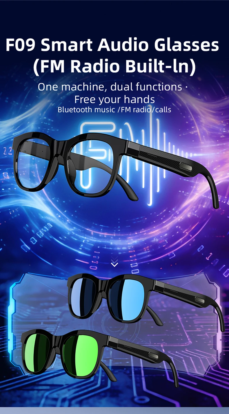 2026 New Smart Glasses Headphone Glasses Color Change Bluetooth Voice Calls Control Music UV Photosensitive Polarized Sunglasses