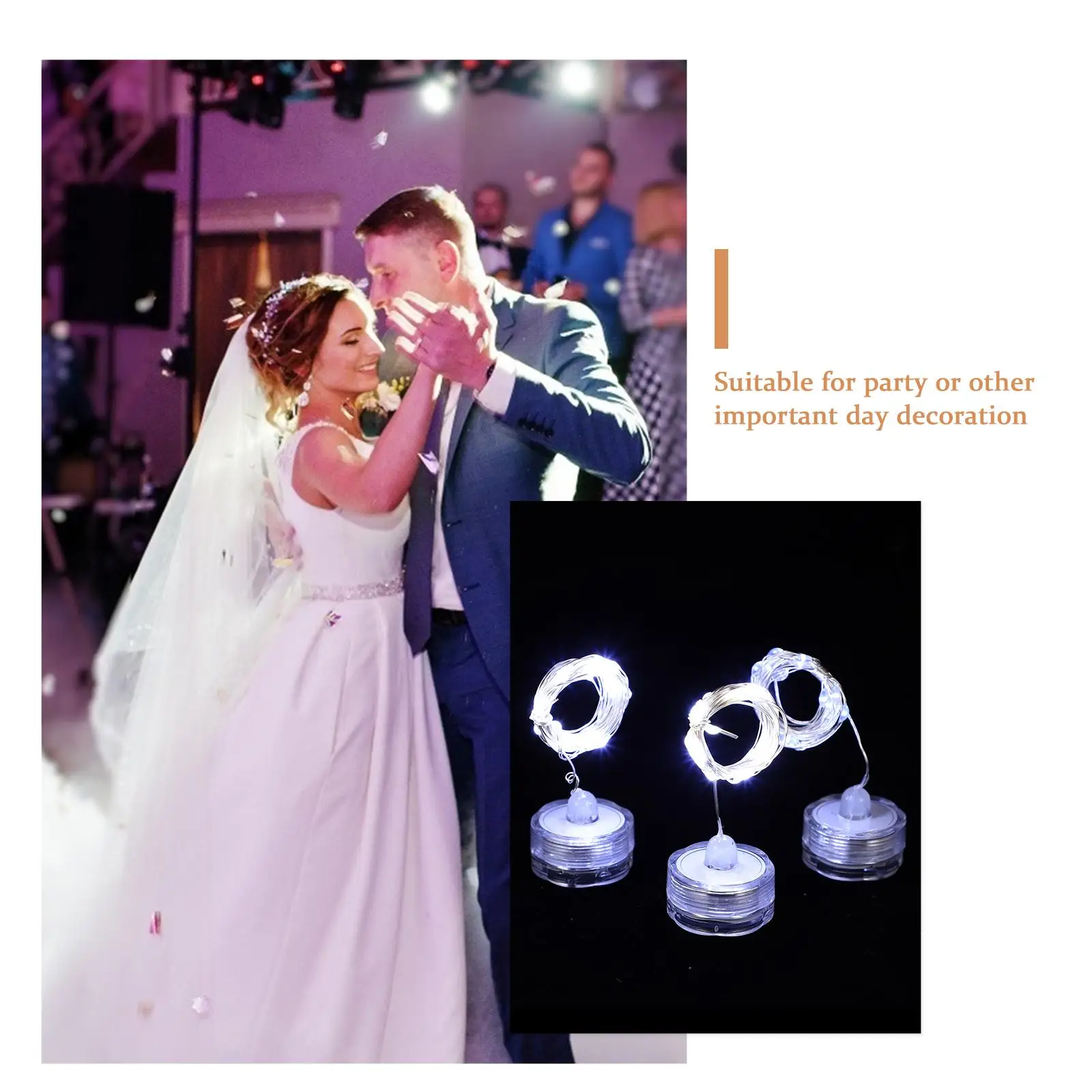 6 Pcs Copper Wire Light String Creative Shape Lights LED Submersible Multi-functional Button Plastic