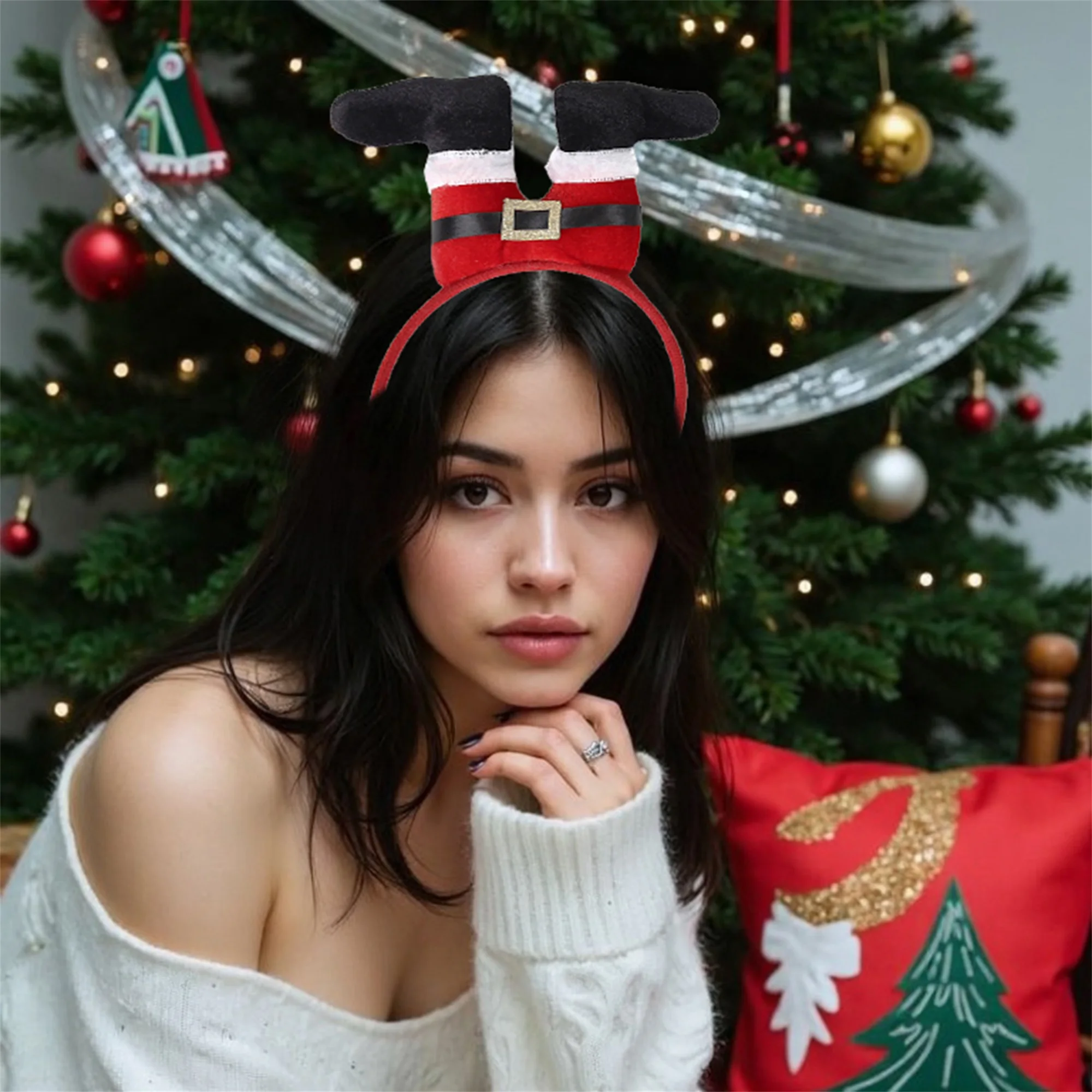 Bandeau de noël pour dames et enfants, couvre-chef festif avec poignée pour célébration de vacances, accessoire d'ornement de cheveux