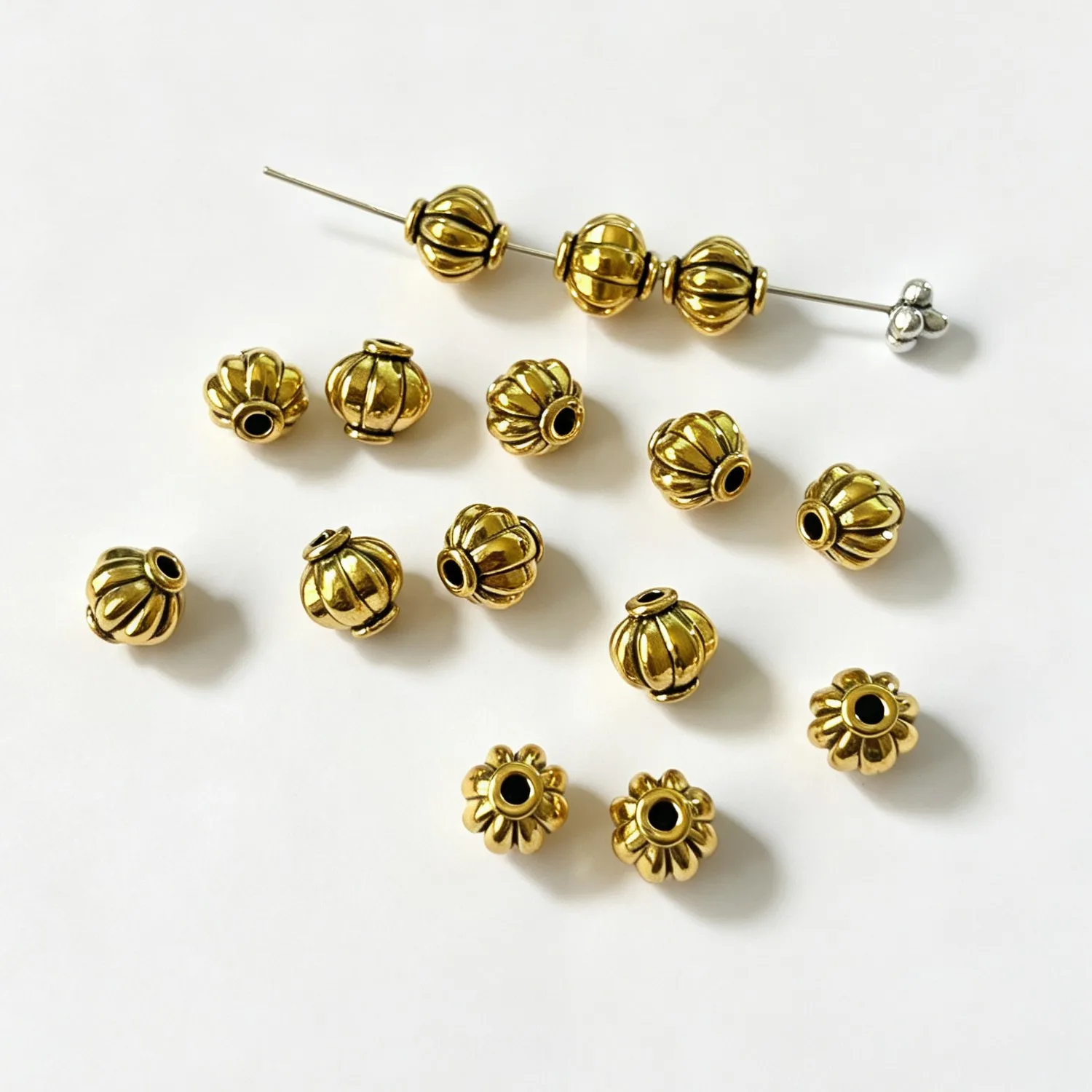 30pcs 8mm Dark Gold-tone Pumpkin Spacer Beads H1981