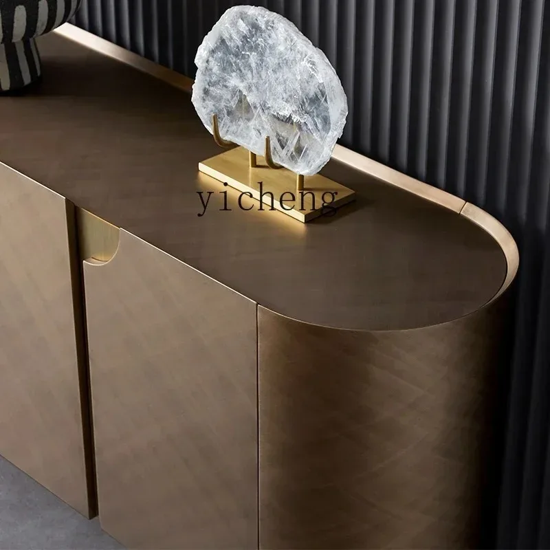 Light Luxury Dining Side Cabinet Villa Club Locker Metallic Paint Champagne High-end Modern Minimalist Entrance CabinetD18