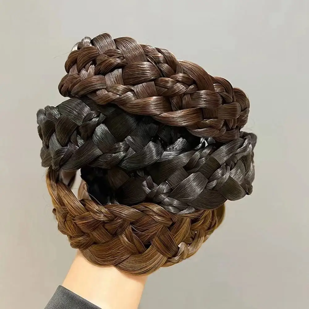 Diadema trenzada de espina de pescado, peluca de seis hebras, diadema ancha para el cabello, diademas femeninas, tocado de estilo coreano