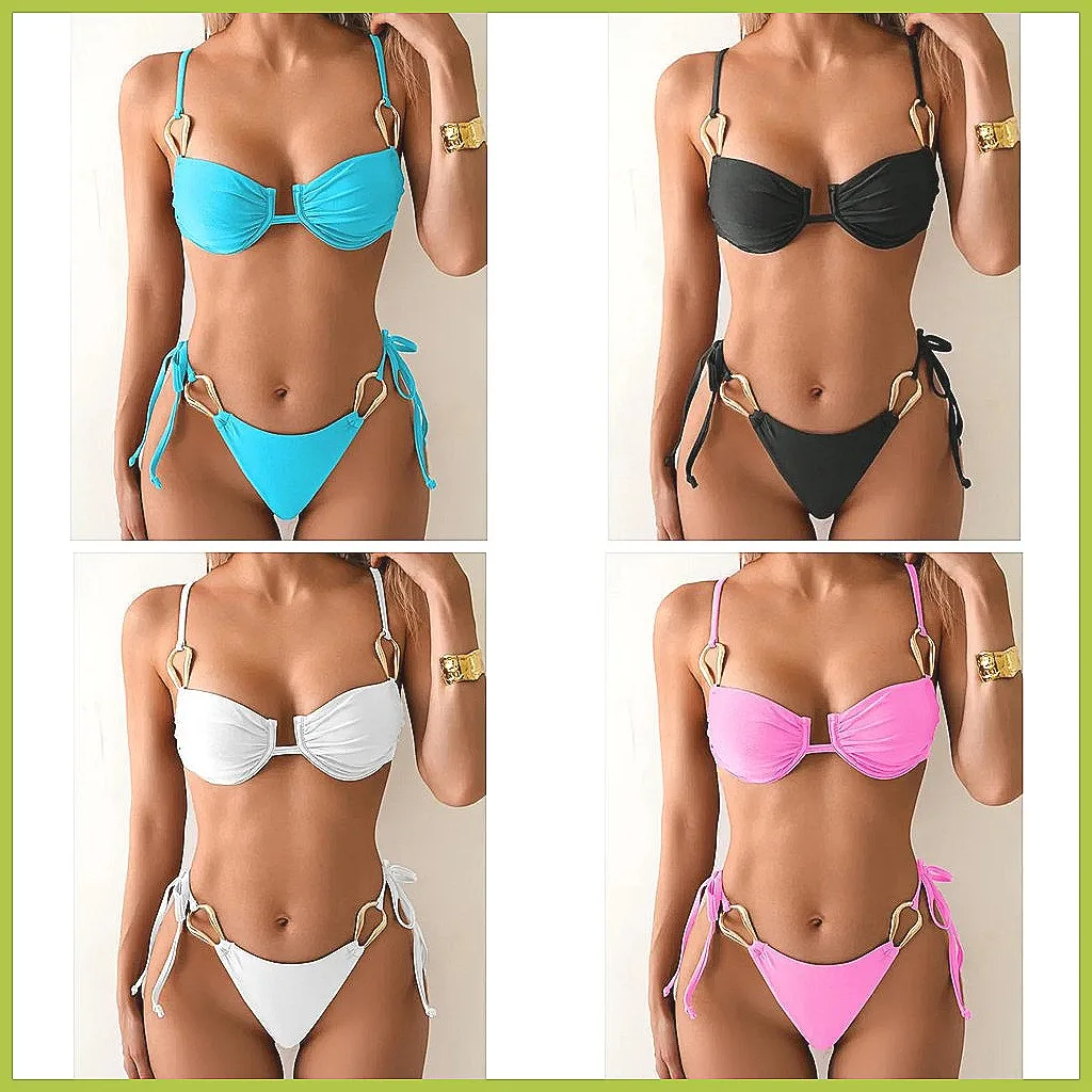 

Сексуальный бразильский комплект бикини 2026: женский купальник из двух частей с высокой талией (Модель: 68)