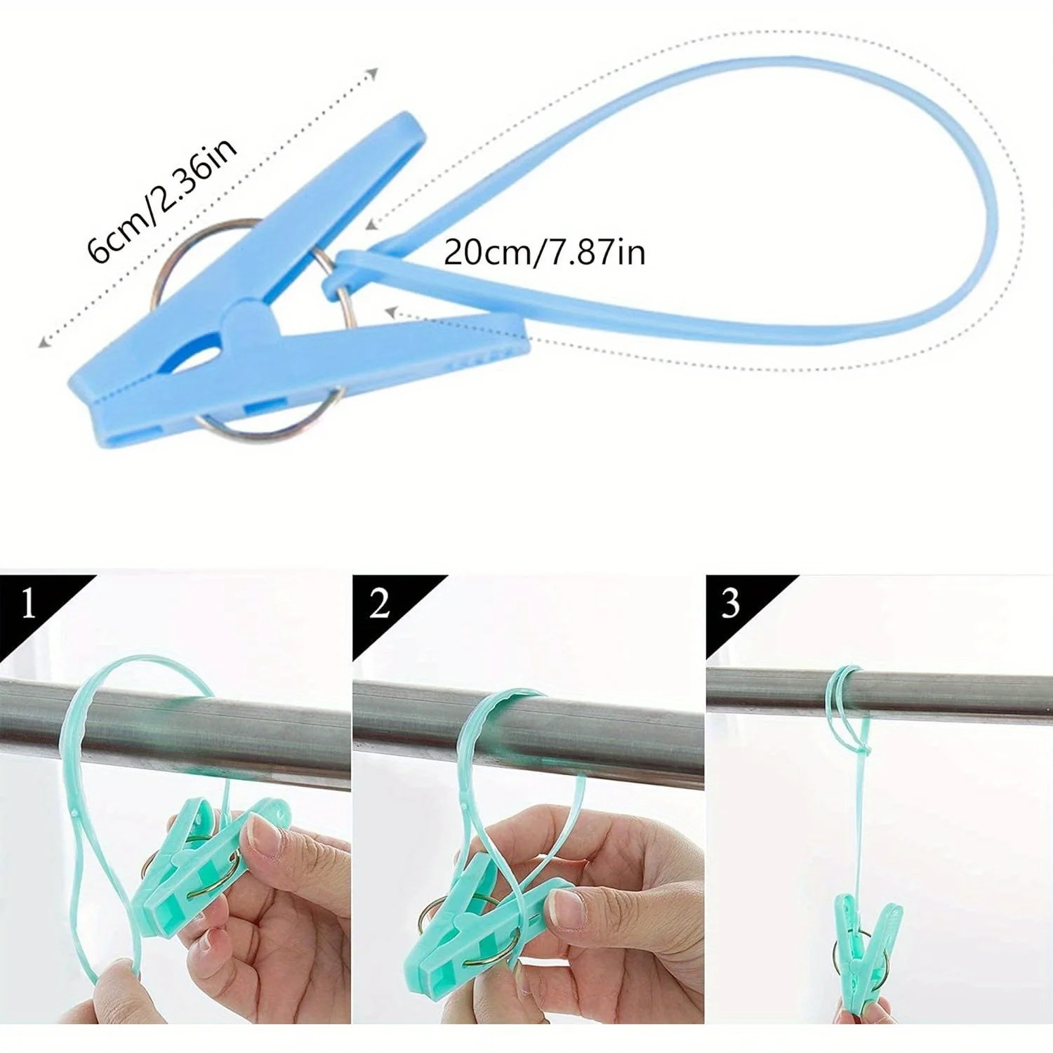 60 قطعة من مشابك المناشف العملاقة مع حبل مقاوم للرياح، وحوامل مناشف المطبخ الصلبة، ومشابك الغسيل للجوارب والملابس الداخلية