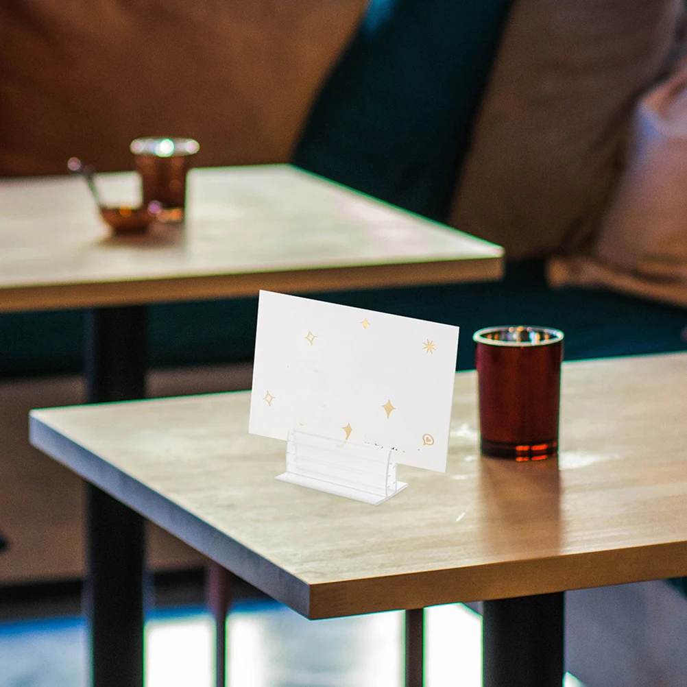 

30Pcs Sign Holder Mini PVC Self Adhesive Desk Partition Label Card Photo Organizer Clear Acrylic Tag for Office Use