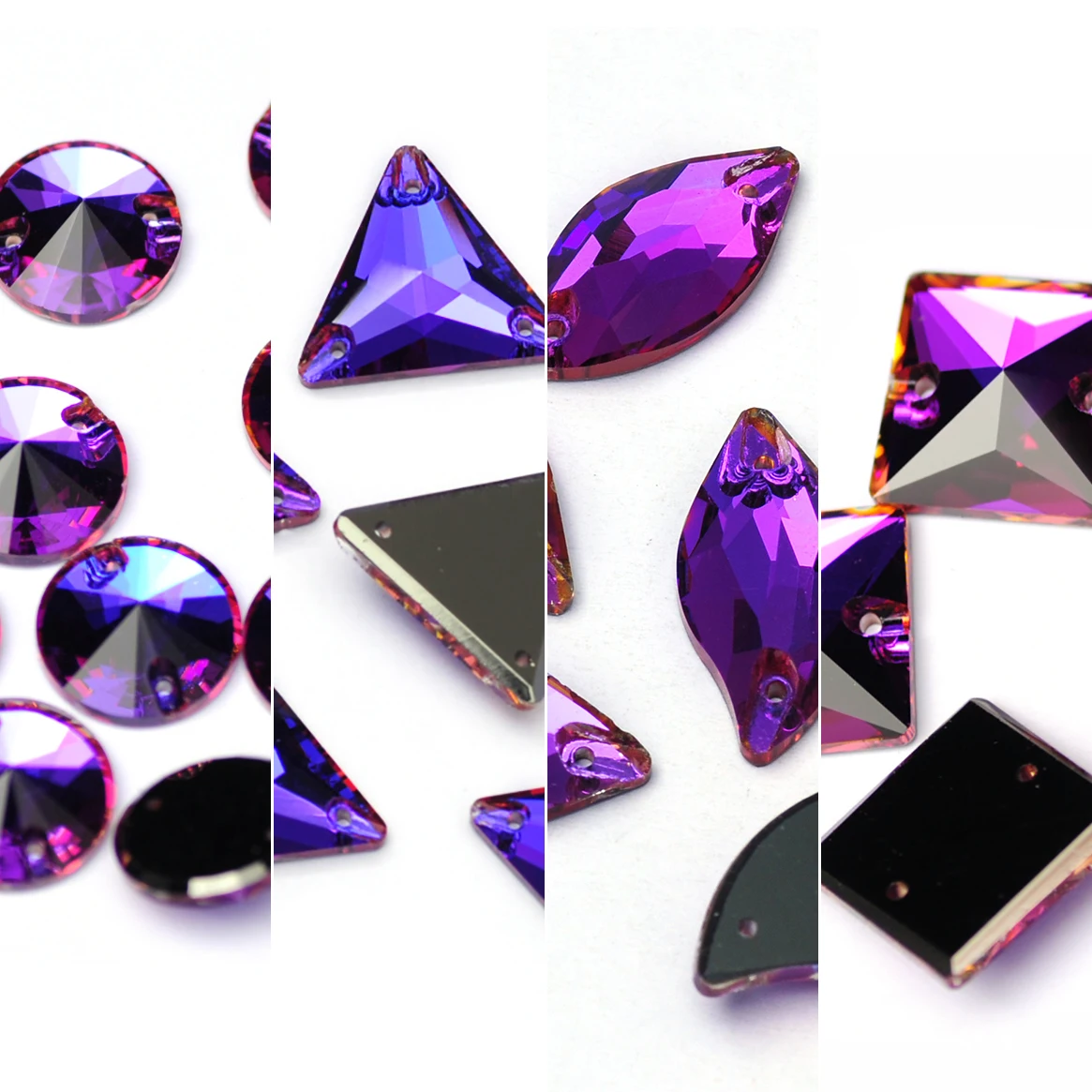 PUBRILEX Value Packing Heliotrope Sew on Rhinestones Chamfered Sewing Crystal Stones for Garment  Jewelry Dress Decorations