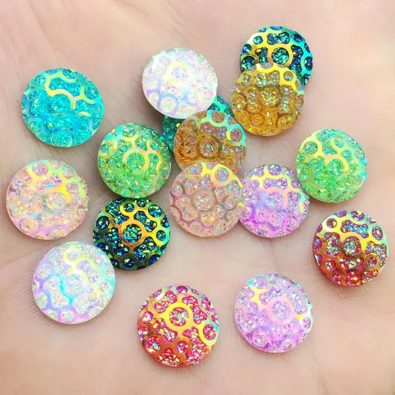 120pcs 12mm Round Flatback Resin Rhinestones No Hole DIY Wedding Dress Button Accessory A28*3