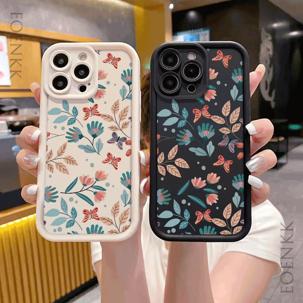 

Butterfly Flower Grass Phone Case For iPhone 16 15 14 Pro Max Cases iPhone 13 12 11 Pro Max Mini XS XR X 7 8 Plus SE 2020 Cover