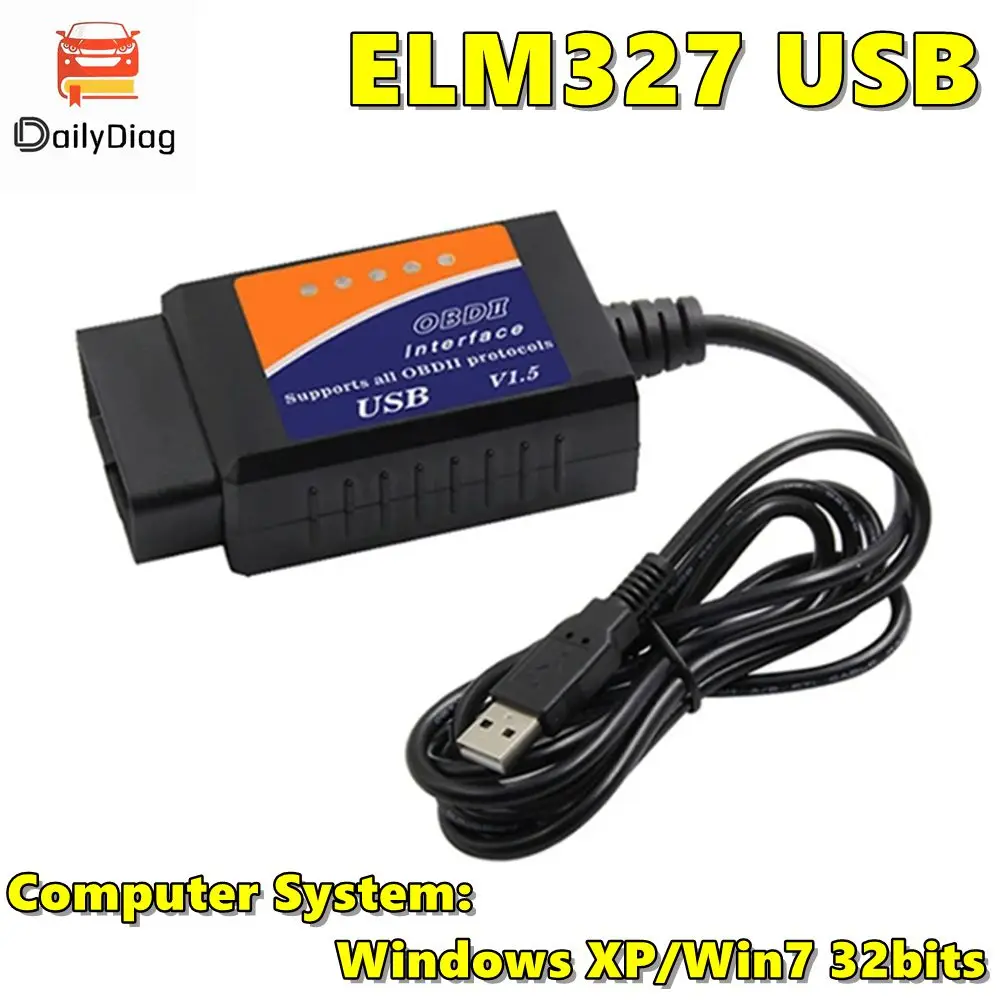 

ELM327 USB V1.5 Plastic Auto Cable Interface OBDII CAN-BUS Code Reader ELM 327 1.5 PC Connection OBD2 Diagnostic Tool