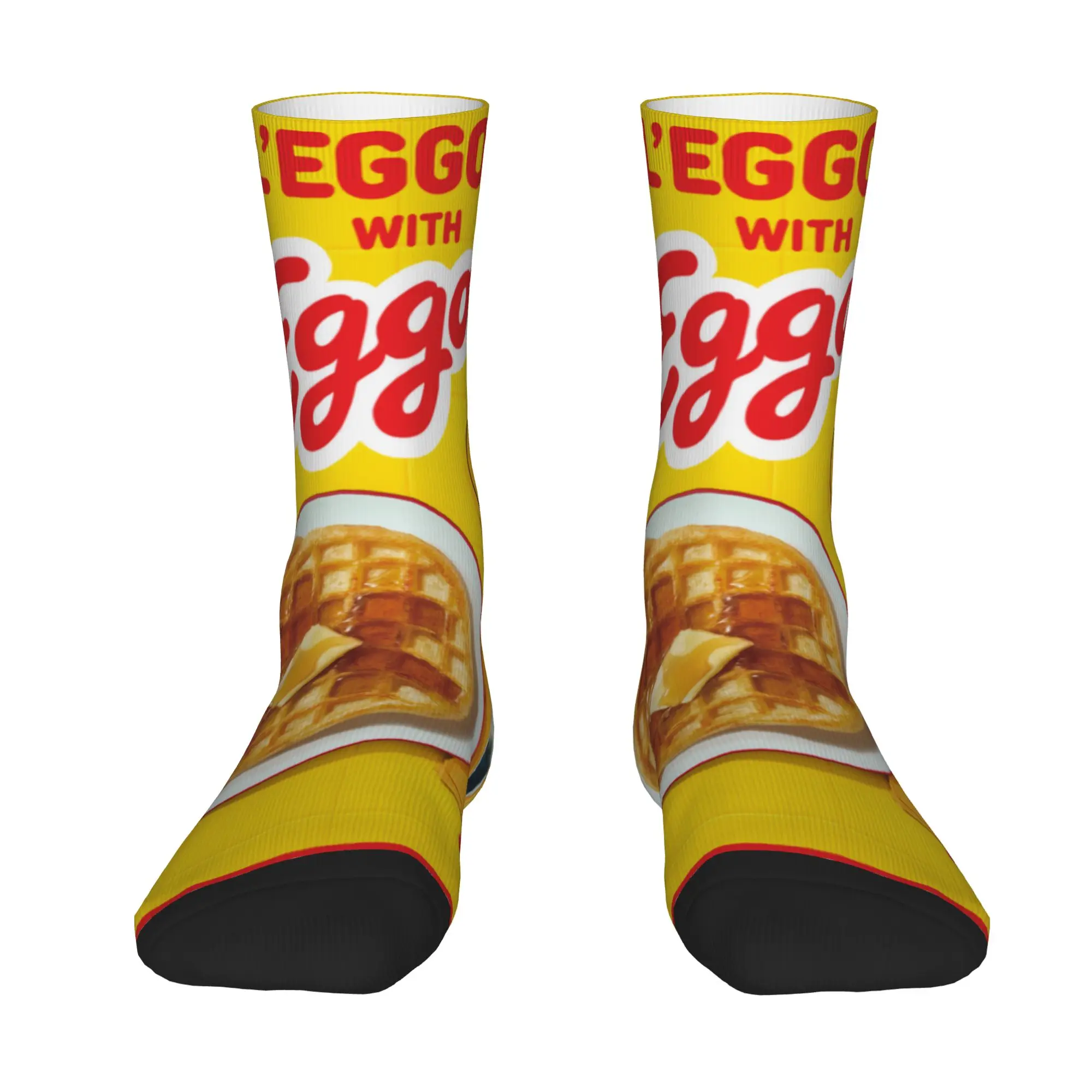 1 Pair Funny Sock Eggo Waffle (1) Rock Seamless Pattern Printed Men Crew Socks Novelty Men's Socks