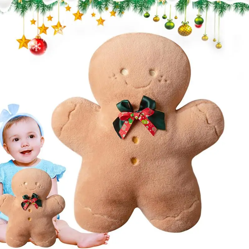 Stuffed Gingerbread Man Creative Soft Plush Dolls Decorative Pillow Adorable Christmas Decor For Festive Home Enhancement