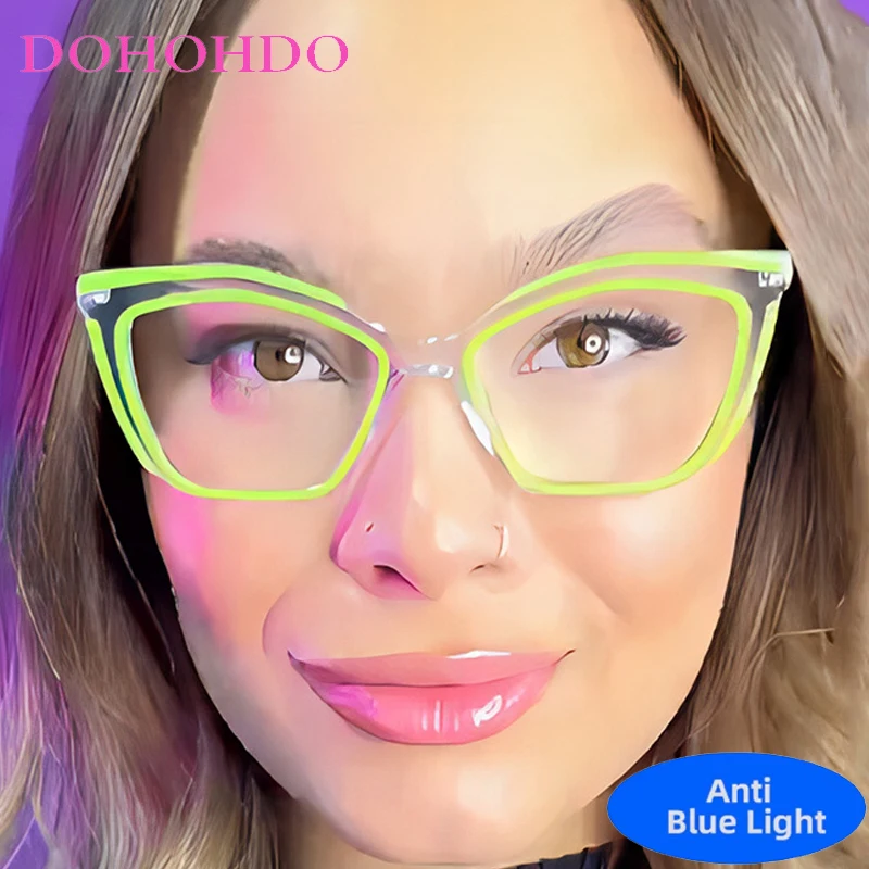 DOHOHDO 2025 ใหม่แฟชั่นคลาสสิกโปร่งใสความปลอดภัยแว่นตา Cat Eys กลางแจ้ง Anti-Blue Light แว่นตาคอมพิวเตอร์ Lady แว่นตาใส
