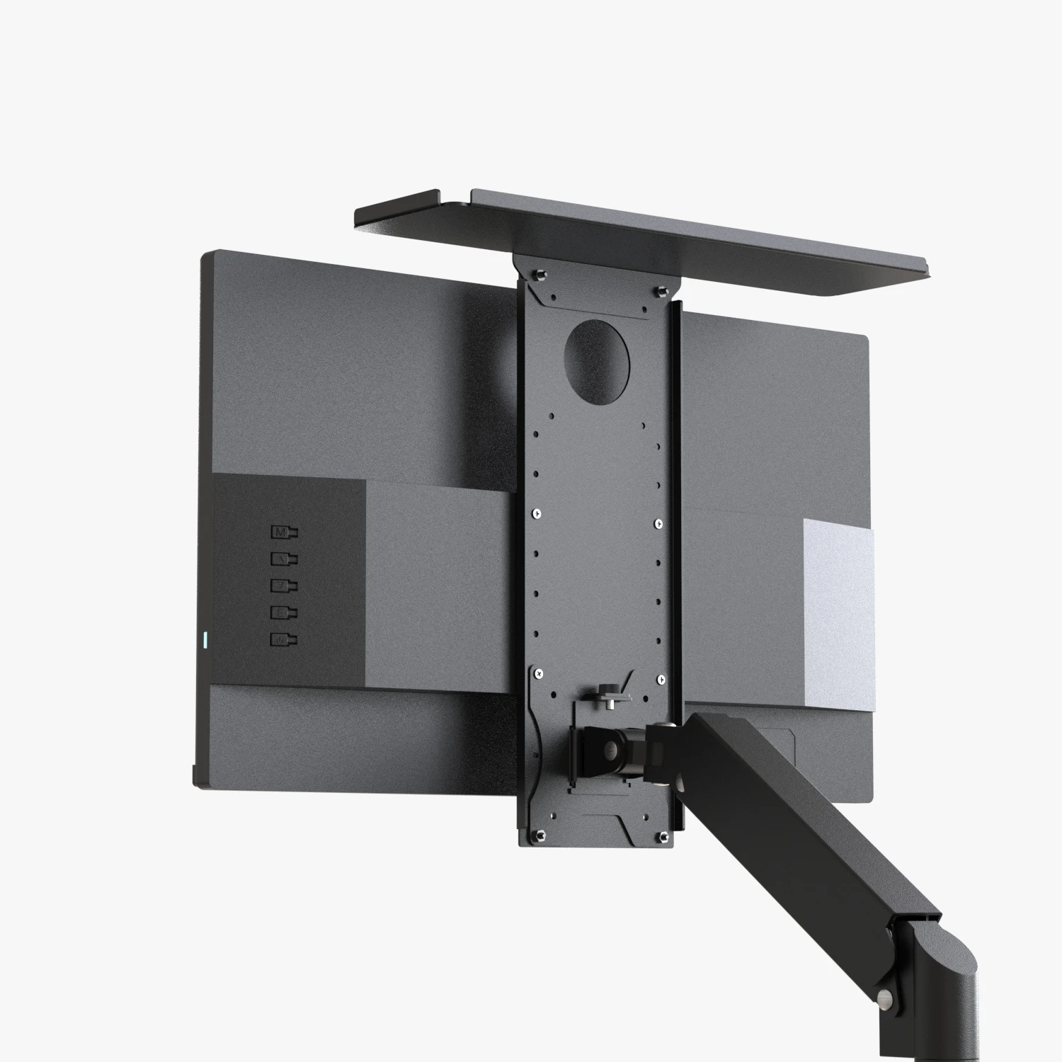 Adjust screen Up and Down or Left Right with monitor support by a borad through VESA holes height lower setting