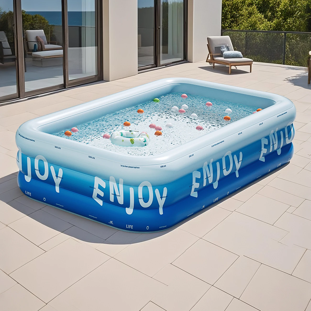 

1PC Large Heavy-Duty Inflatable Swimming Pool, Perfect for Backyard & Family Play, Vibrant Color Design