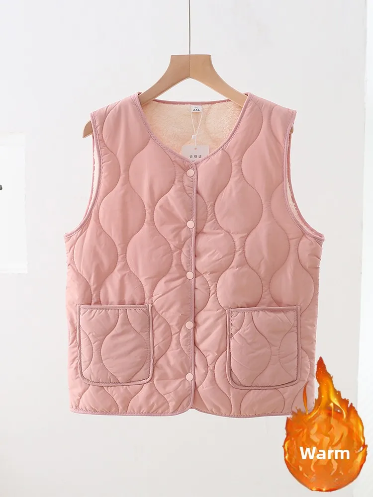 

Теплый внутренний жилет Thiened Fce, зима 2025, новый женский модный круглый универсальный цветной топ с заплатками