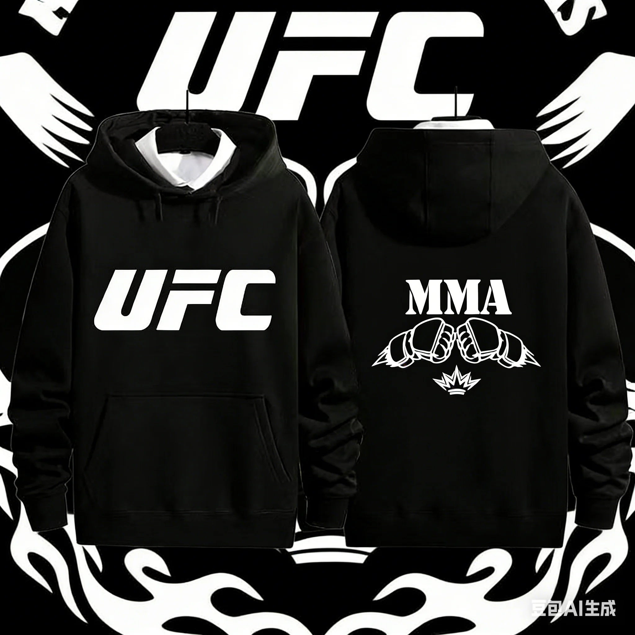 

UFC Fighting MMA Martial Arts Boxing Cotton Удобная осенне-зимняя хлопковая свободная повседневная толстовка с капюшоном из 100% хлопка с принтом.