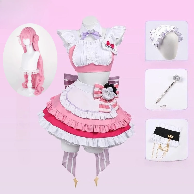 

Game Nikke C233 Cosplay Costume Cafe Maid Pink Dress Sweet Lolita with Accessories Wig Full Set for Women Theme Party