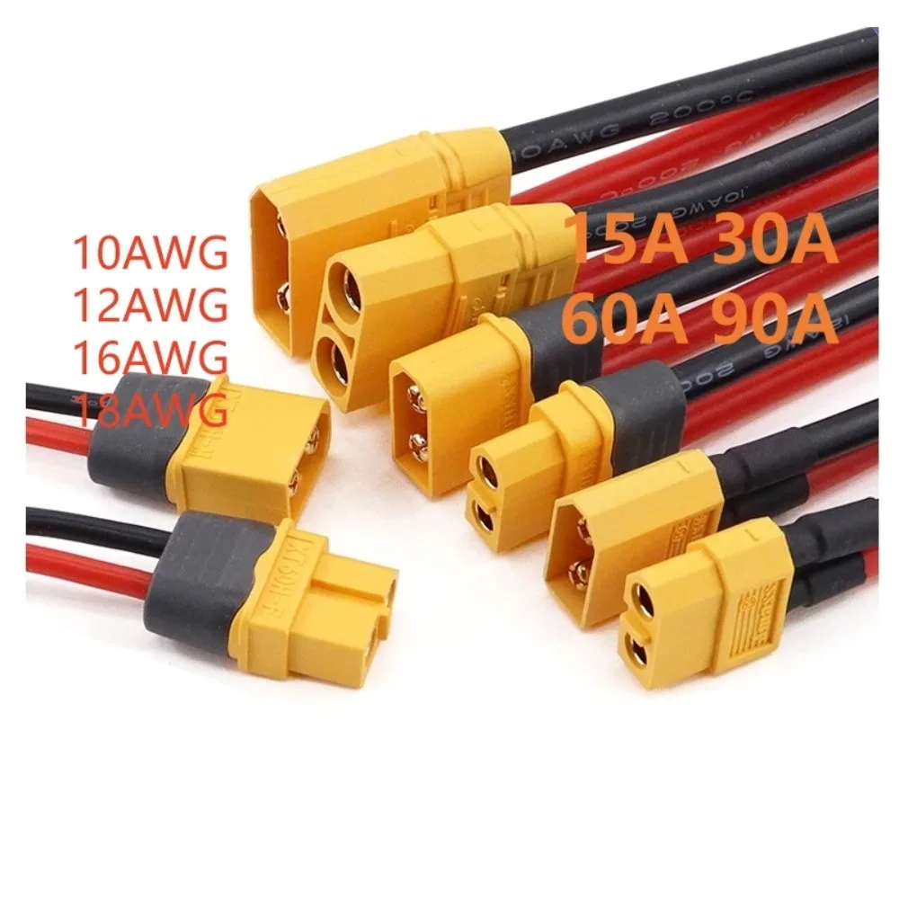 NEW XT60H XT60H XT90H 15/30A 60A 90A 12AWG 14AWG 10CM Gold-plating High Current Battery Motor Connect
