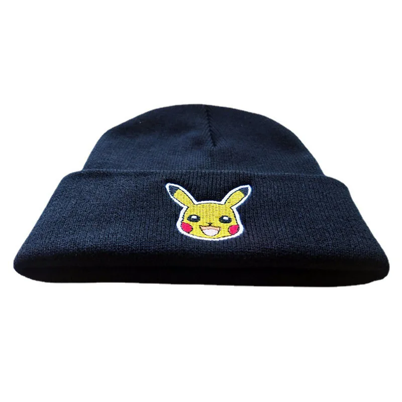 Pokemon Knitted Caps Anime Cute Pikachu Printed Winter Warm Beanies Hat Kids Unisex Outdoor Embroidery Bonnet Christmas Gifts