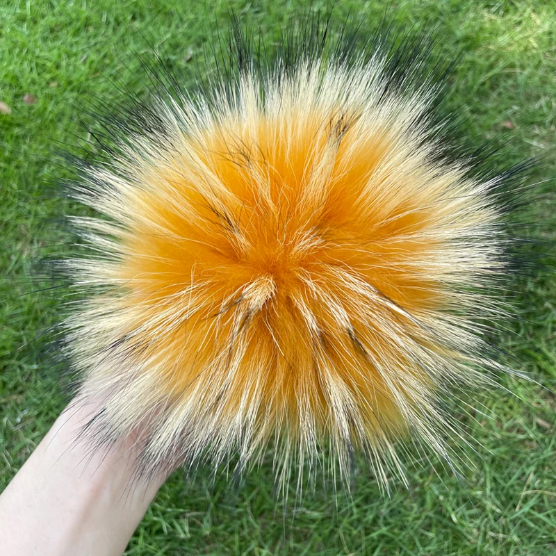 Weicher Bommel aus 100 % natürlichem Fuchspelz, Bommel aus Waschbärfell für Mützen, Mützen, Taschen, Schals – Detail 21