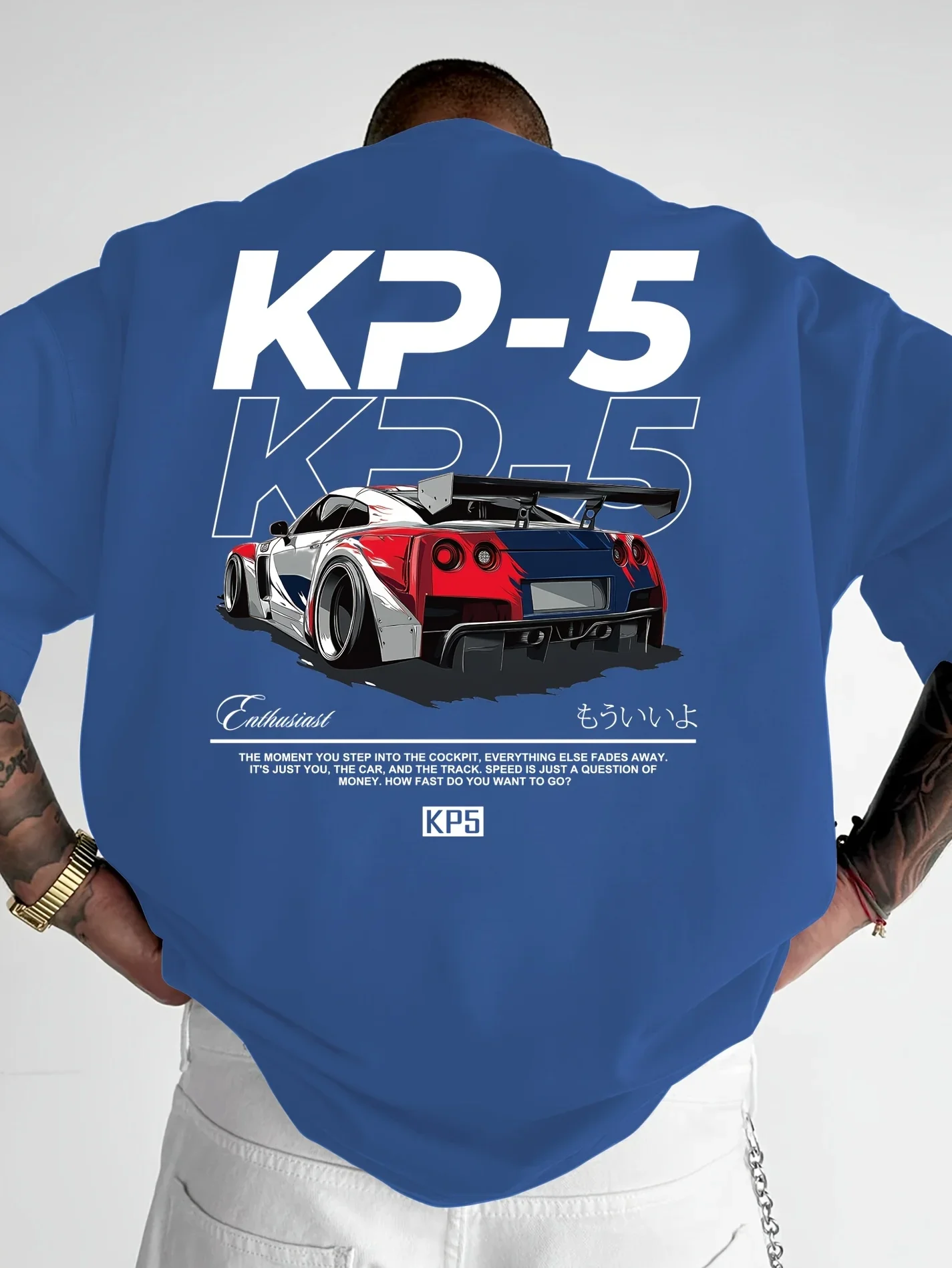 Camiseta masculina de manga curta com gola redonda, 100% algodão puro, moderna, casual, solta, kp5, estampa gráfica de corrida