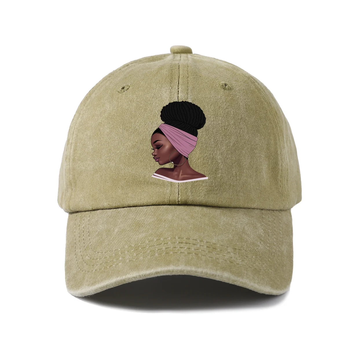 Elegant Woman Silhouette Graphic Baseball Cap, Vintage Washed Adjustable Unisex Dad Hat, Casual Gift