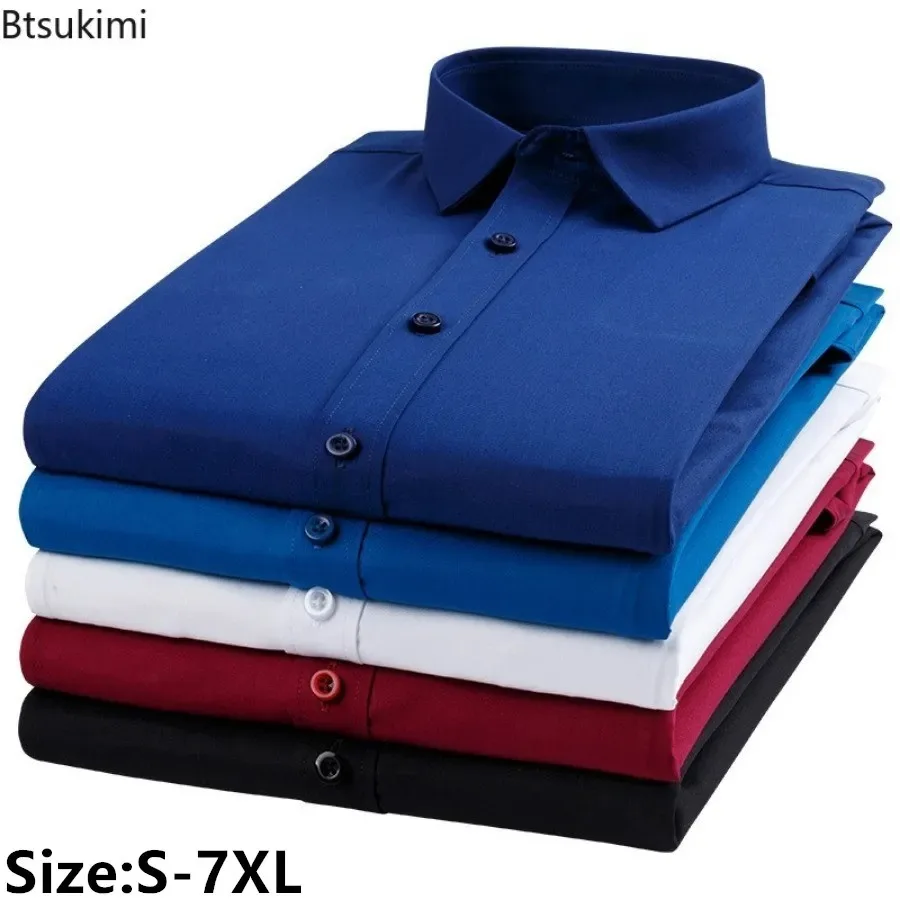 2026 New Men's Long-sleeved Dress Shirts Spring Autumn Business Casual Lapel Buttons Formal Shirts High-end Classic White Shirts