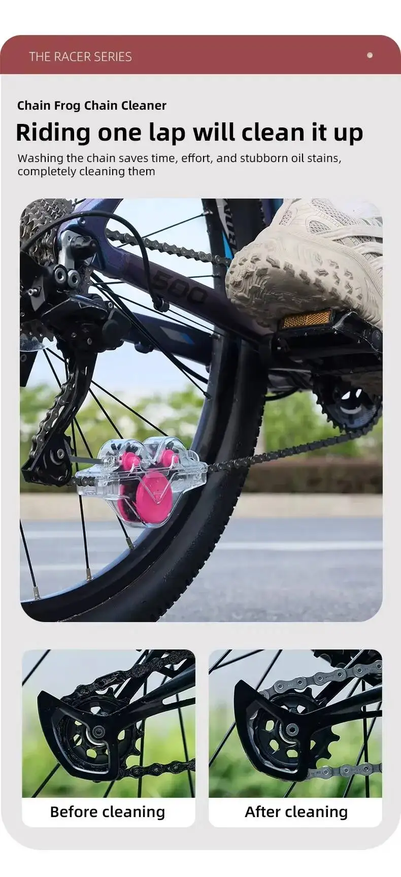 ESLNF Reiniger Reinigungsbürste Fahrrad-Waschset Schutzöl-Kettenreiniger für Mountainbike-Zubehör – Detail 4