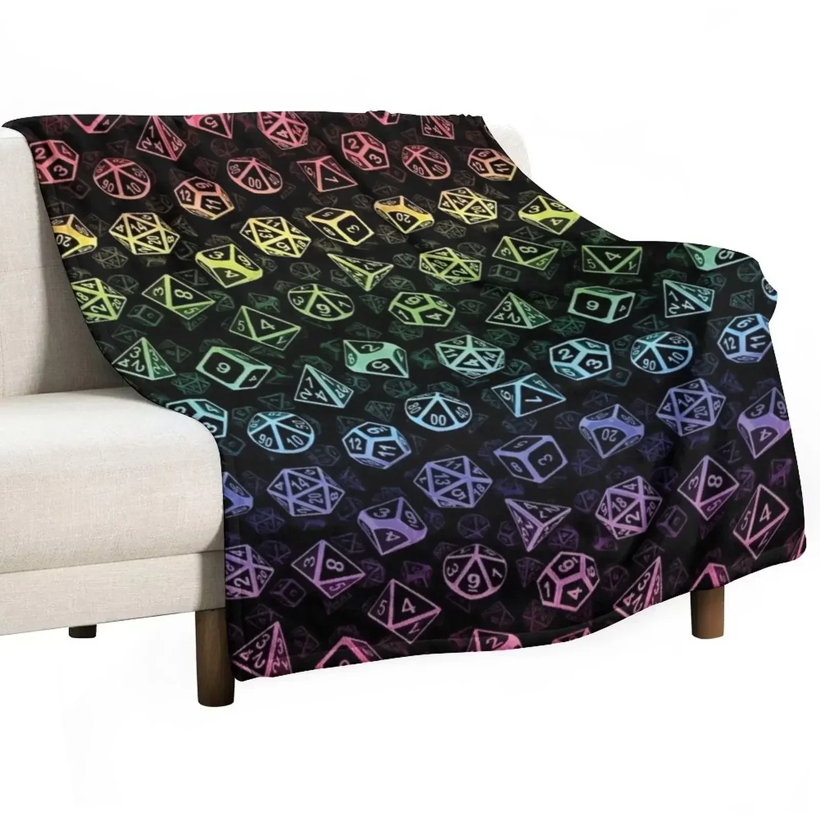 

D20 Dice Set Pattern (Rainbow) Throw Blanket Bed For Sofa Thin Blankets