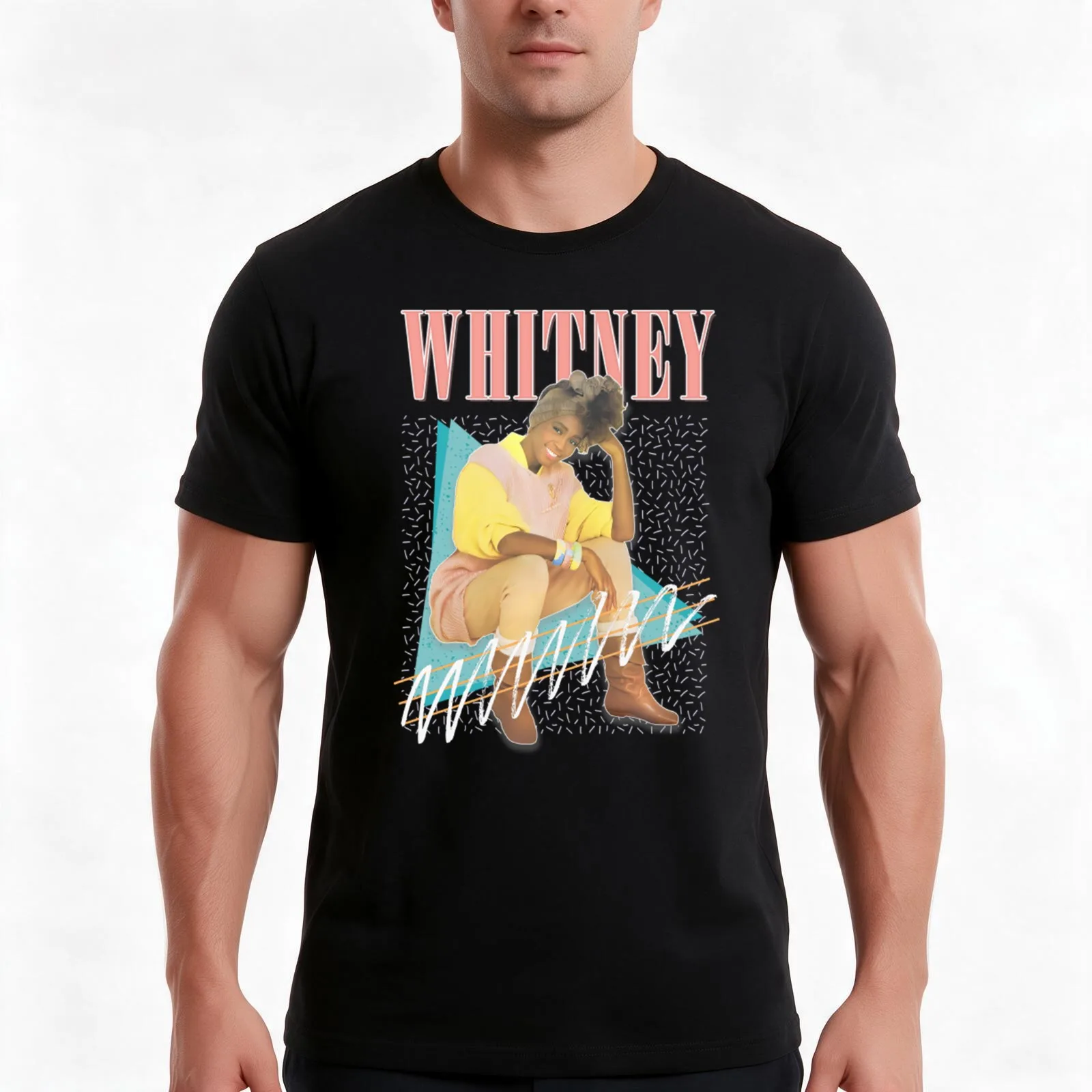 Whitney - 80s Vintage Aesthetic Design T-Shirt Summer Casual Cotton Tee Oversized Streetwear Tops Vintage Graphic Print