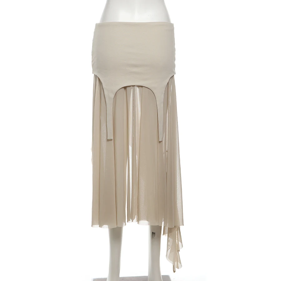 Nibber 2026 Sommer Einfarbiger Schlichter Alltagstauglicher Sexy Gerippter High-Street Trendiger Cooler Damen Laminierter Rüschenrock – Detail 14