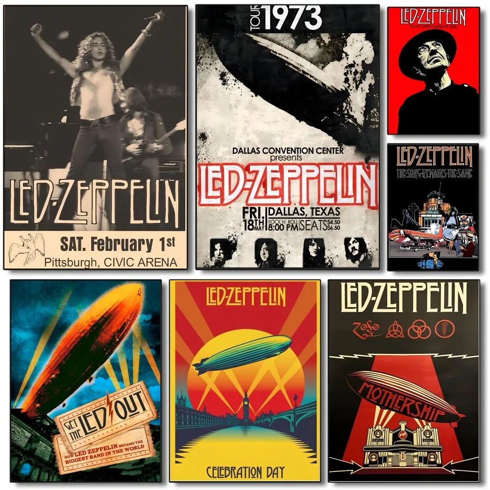 1PC Led Band Zeppelin Poster Paper Print Home Living Room Bedroom Entrance Bar Restaurant Cafe Art Painting Decoration