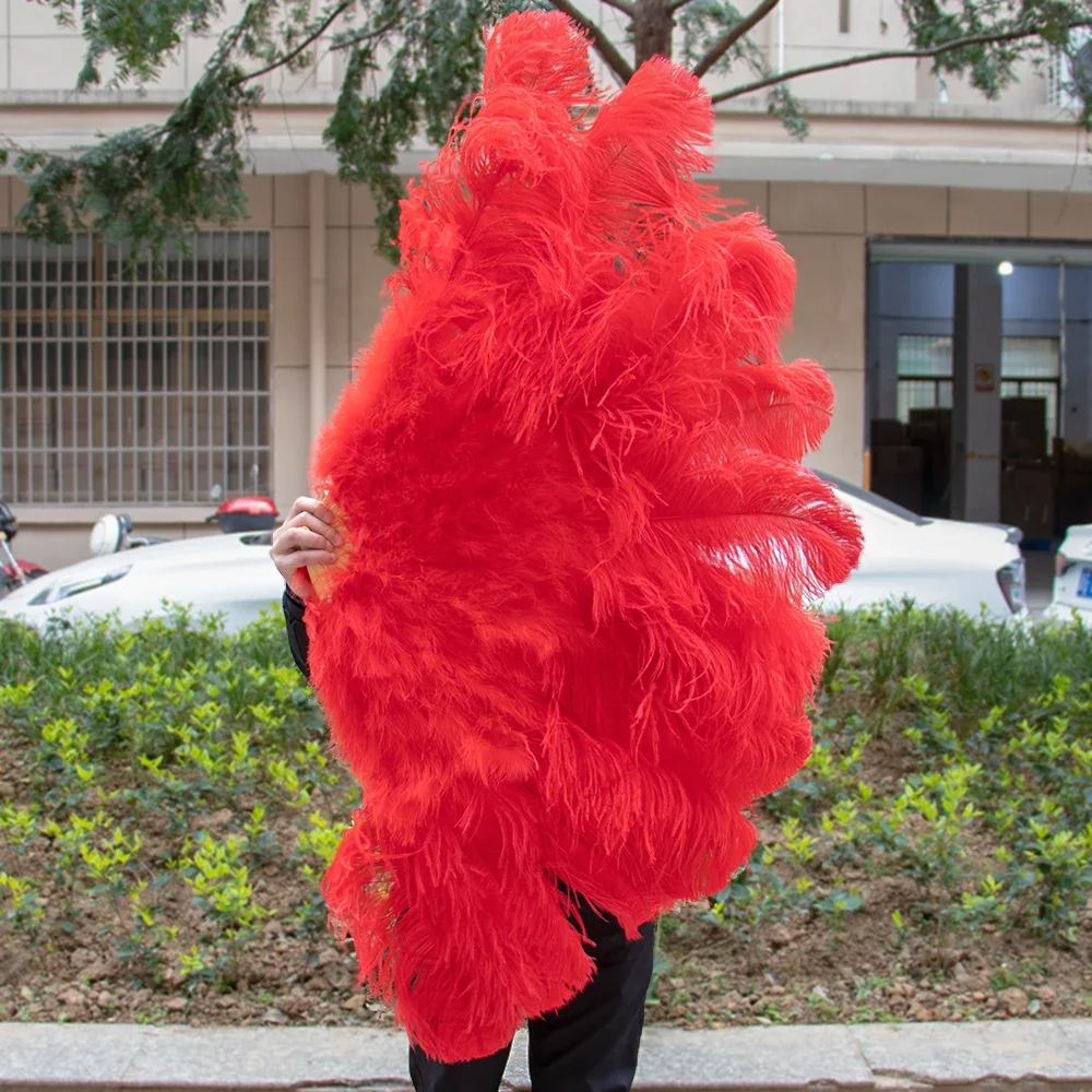 13 Shares Thick Rod Ostrich Feathers Fan 75cm Colored Handheld Plumes Fan Dancer Party Performance Ornament Stage Props Crafts