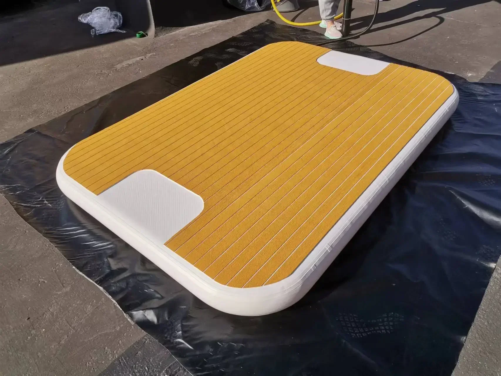Newly Upgraded 6ft/8ft/10ft/12ft Floating Raft Portable PVC Mesh Pool Pier Inflatable Water Swimming Platform