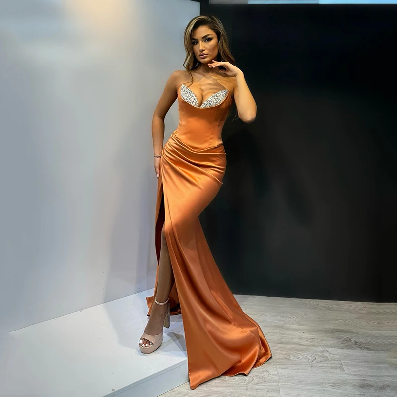 

Thinyfull 2025 Mermaid Prom Evening Dresses Sweetheart Beading Side Slit Night Dress Formal Cocktail Party Prom Gowns Plus Size