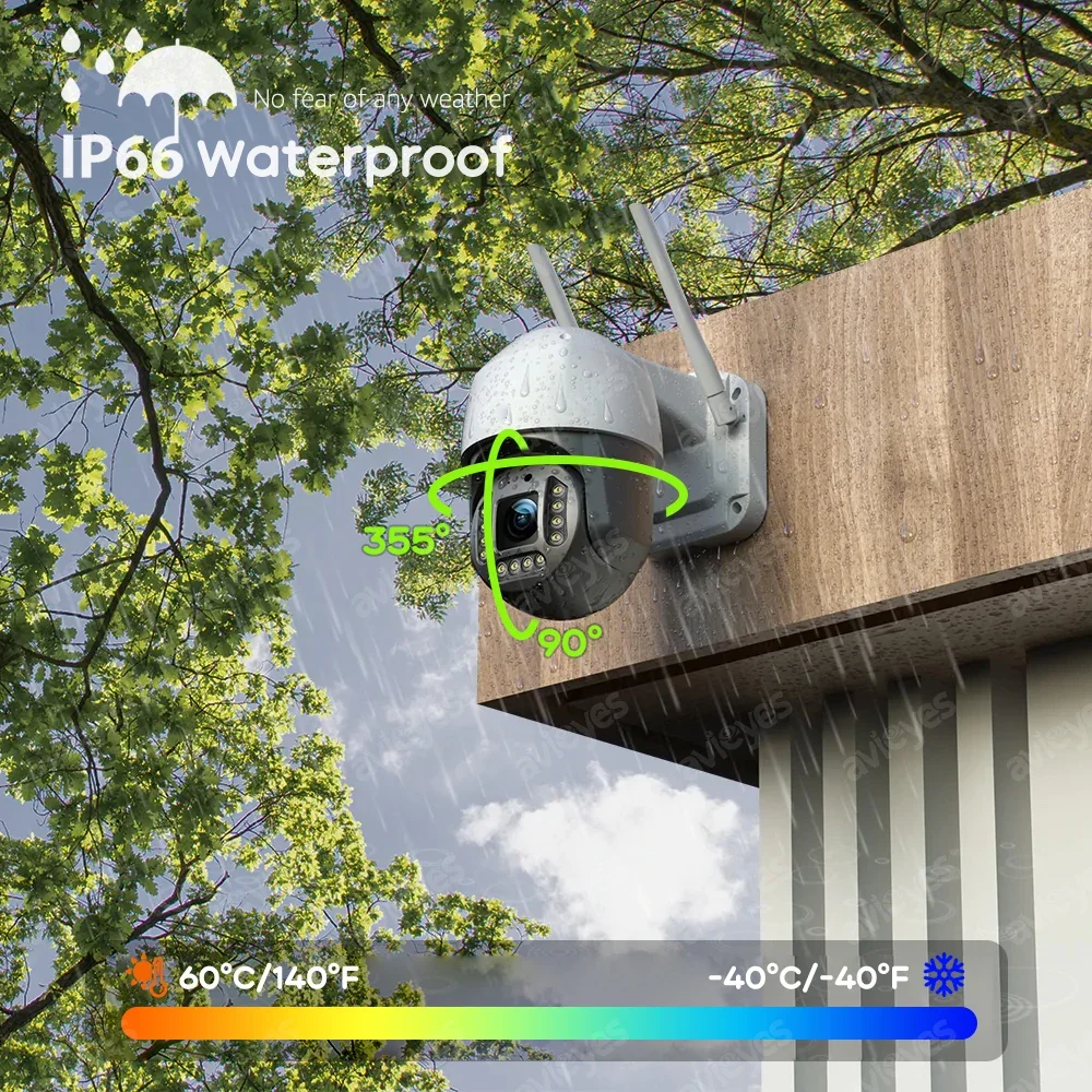 4K WiFi PTZ IP Camera 5X Optical Zoom Outdoor 8MP Auto Tracks Speed Dome Surveillance Cameras Wireless Human Detect Camera CamHi