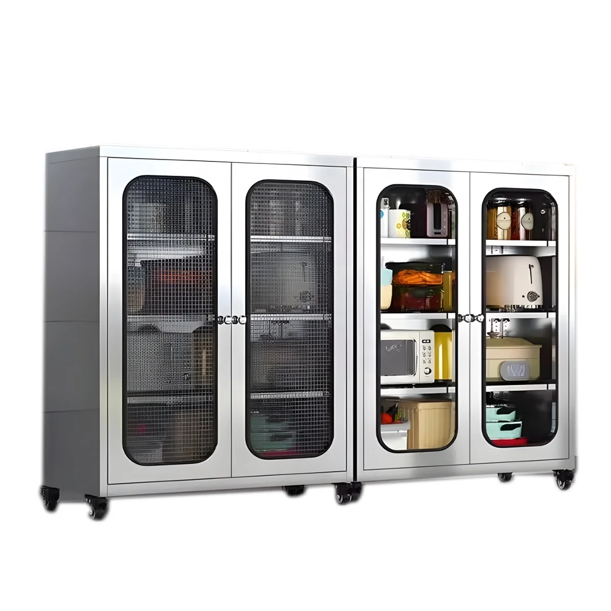 #Commercial Household Working Cabinet Stainless Steel Kitchen Storage Cabinet Metal Cookware Storage Cabinets