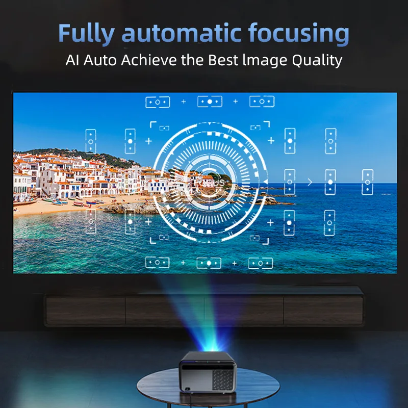 

ТВ-проектор с сигналом ISBD-T, встроенным приемником, бесшумным динамиком, 360° ° Пульт дистанционного управления Bluetooth, 1000 люмен, внешний блок не требуется.