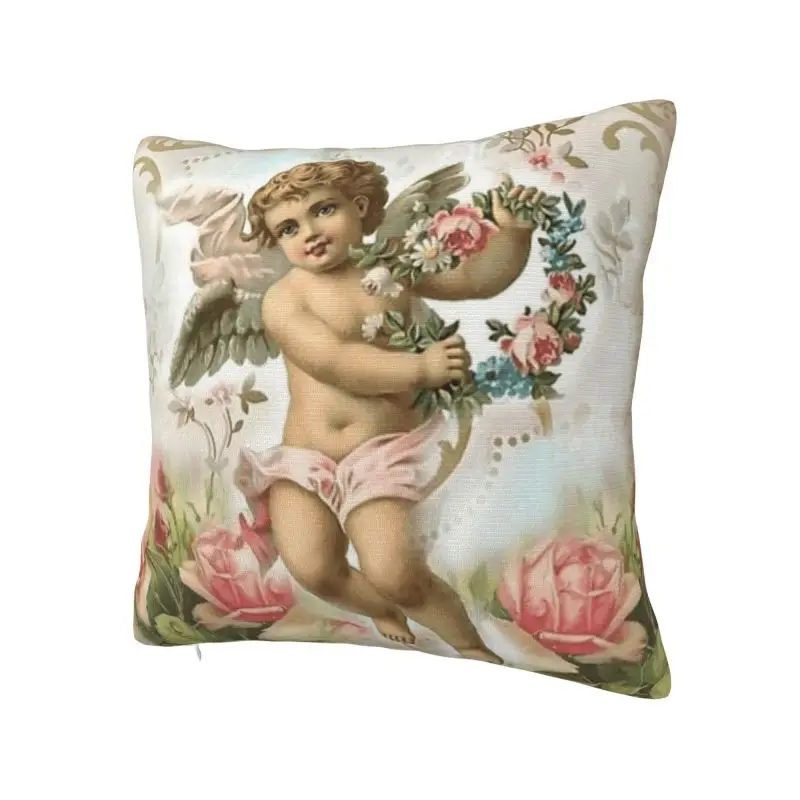 Fashion Vintage Rose Victorian Angel Cushion Covers 45x45cm Polyester Throw Pillow Case for Sofa Square Pillowcase Decoration