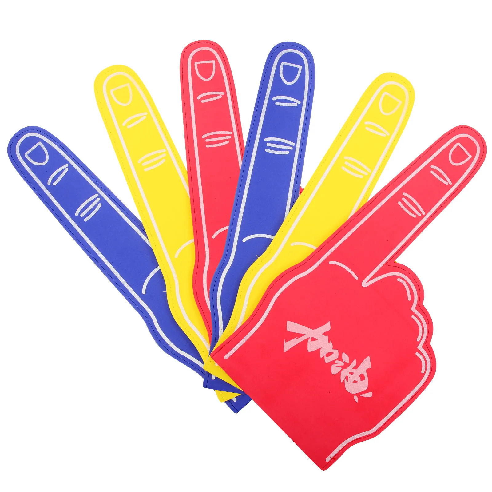 

6pcs Foam Fingers Event Cheer Props Waterproof Printed Portable Sports Accessories Party Sports Decorative Props