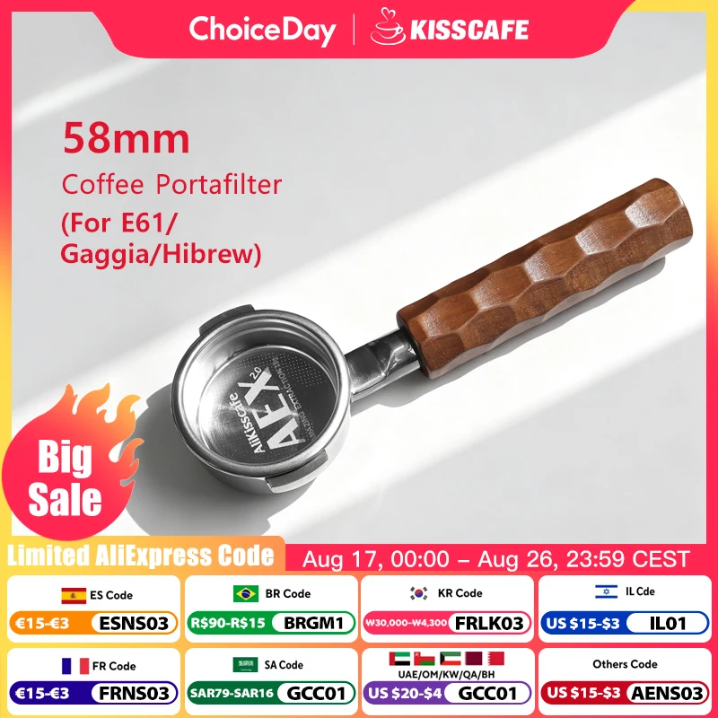58 MM Kaffee Boden Siebträger Nackt Für E61 Gaggia Hibrew H10a Breville 920 Doppel Auslauf Espresso Zubehör Barista Werkzeuge