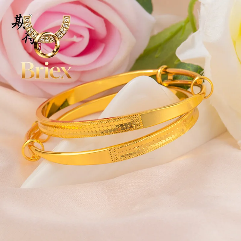 Briex Jewelry Luxury 24K 9999 Pure Gold real gold Women's Dragon Scale Bracelet Fish Scale Push-Pull Bracelet