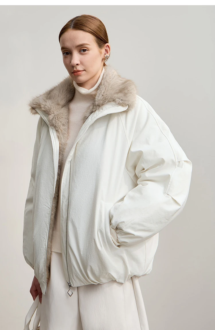 AMII Women's Jacket 2025 Winter New Loose Medium And Long Fur Collar Long Sleeve Zipper Casual Warm Parkas Jacket Woman 12544100