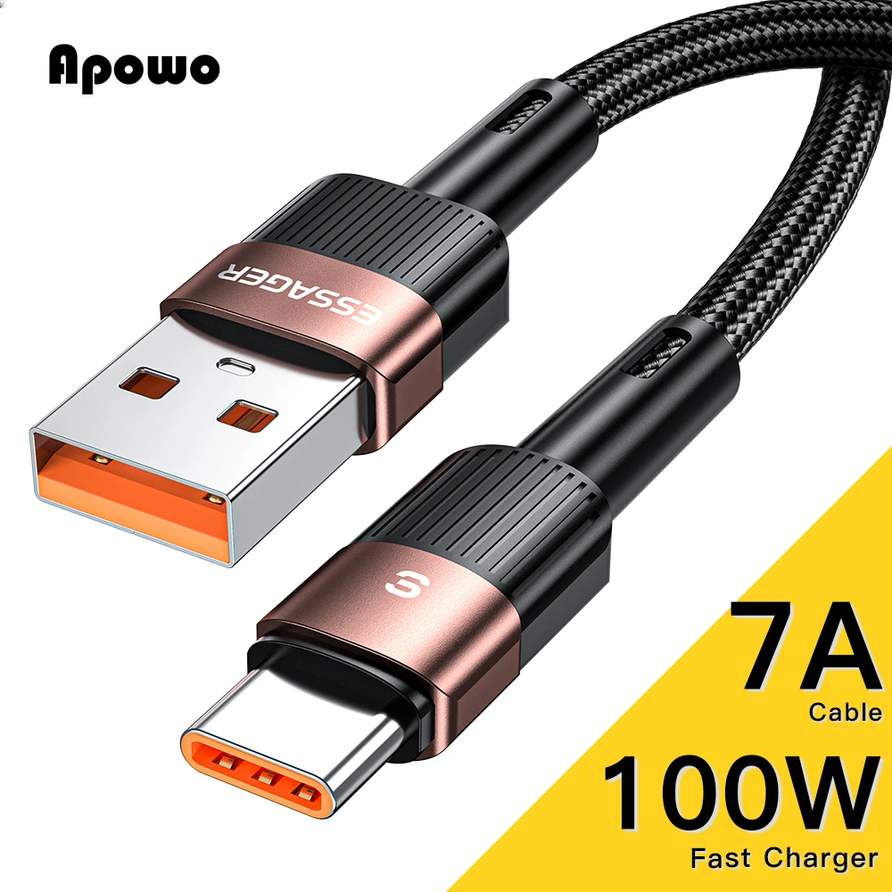 

Essager 7A USB Type C Cable For Realme Huawei P30 Pro 66W Fast Charging Wire USB-C Charger Data Cord For Samsung Oneplus Poco F3