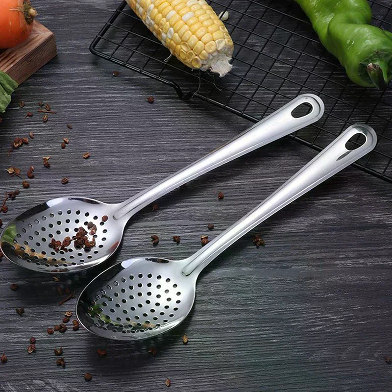 201 Stainless Steel Soup Spoon Colander Ladle Filter Strainer Food Skimmer With Handle Useful For Kitchen Gadgets Kitchenware