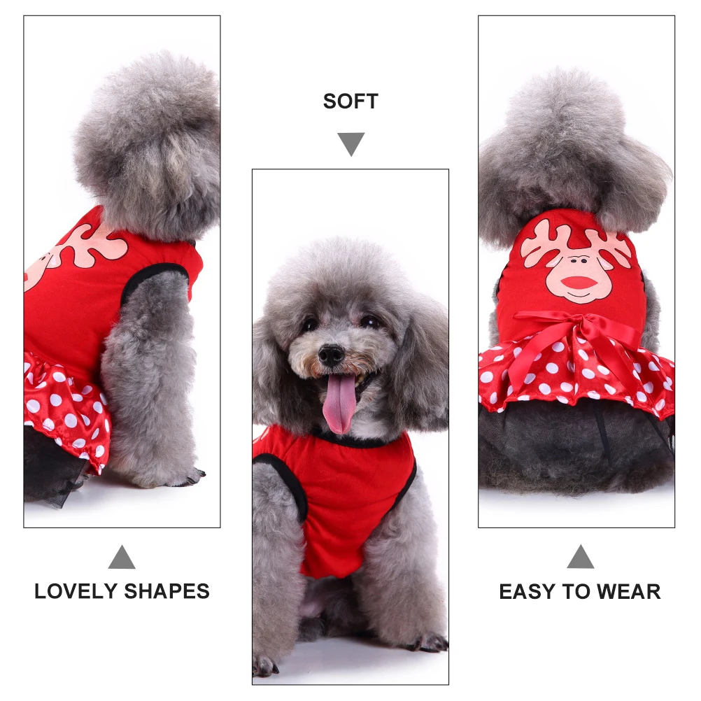 

Christmas Dog Skirt Pet Clothes Polyester Dress for Costume Party Outfit Elk Bright Color Fashion Christmas Pet Dress Dog Skirt