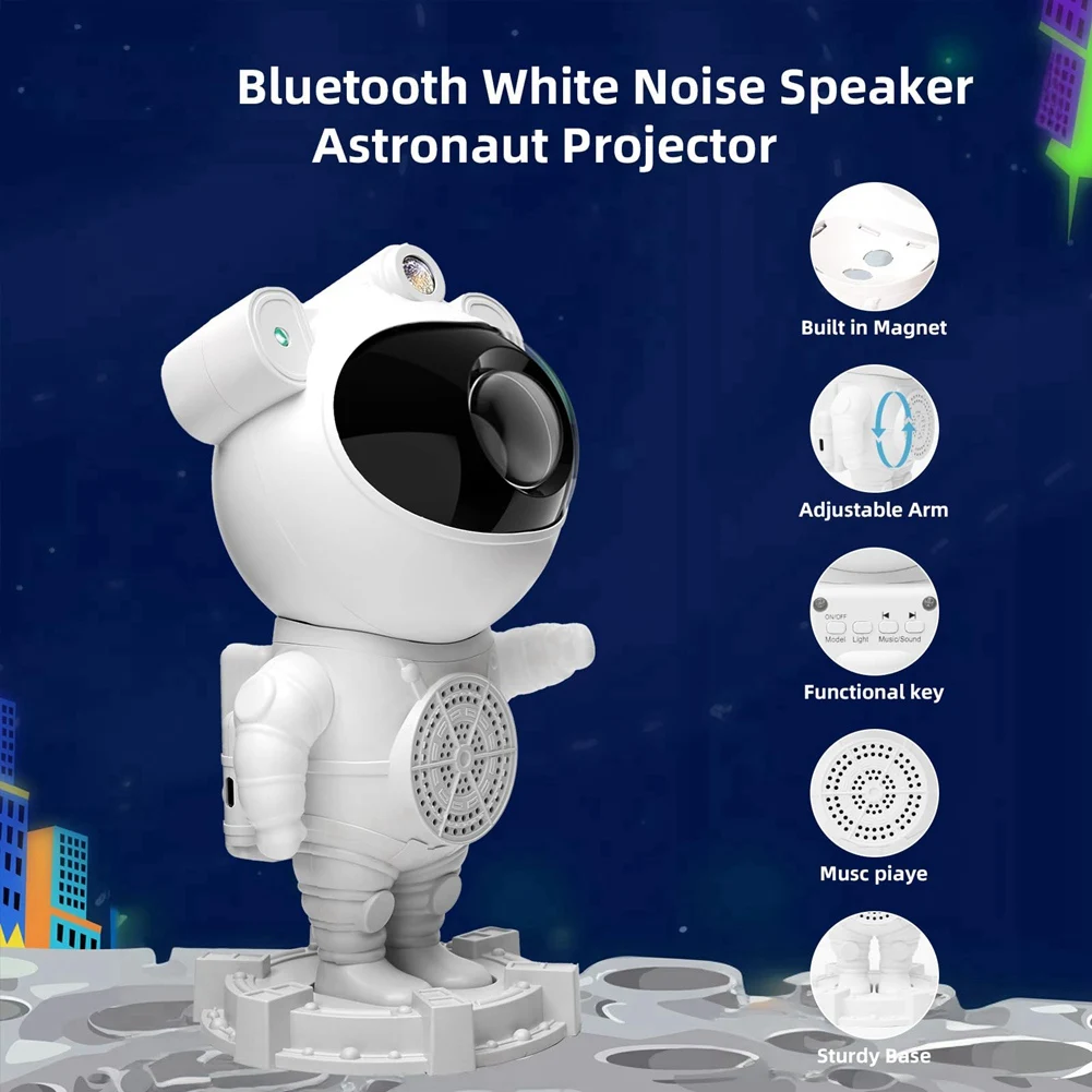 POP-lGalaxy Night Light Star Astronaut Galaxy Proyektor dengan Speaker Bluetooth, Timer, Remote - Sempurna untuk Kamar Tidur &